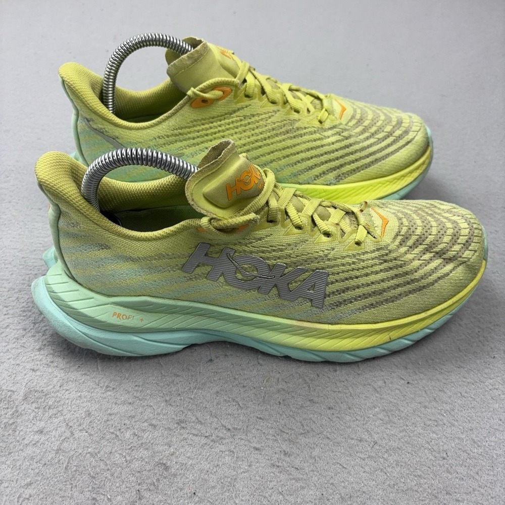 Hoka One One‎ Mach 5 Shoes Womens Size 8.5 Yellow Running Sneakers Mesh Athletic